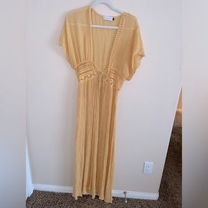Bonhomia Yellow Women’s Embroidered‎ Duster/ Swimsuit Cover Up size Small
